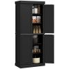 6-Tier Pantry Haven: Modern Freestanding Storage Cabinet with Adjustable Shelves, Sleek Black