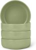 Basics Glazed Stoneware Bowls, 4-Piece Set, Microwave and Dishwasher-Safe, 20 oz. Capacity, 5.5 in., Olive