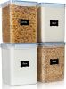 Large Food Storage Containers 5.2L / 175oz, 4 Pieces BPA Free Plastic Airtight Canisters for Flour, Sugar, Baking Supplies, Rice with Lids