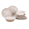 12-Piece Bamboo Melamine Dinnerware Set, Beige