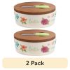 (2 pack) Painted Meadow Butter Dish with Acacia Wood Lid and Serving Knife