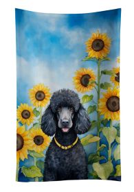 Black Poodle in Sunflowers Kitchen Towel Dish Cloths Guest Hand Towel Decorative Bathroom Towel for Face,Tea, Dishcloth, Kitchen and Bath