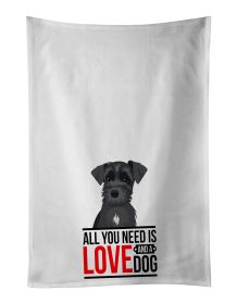 NEW Schnauzer Black #1 Kitchen Towel Set of 2 White Dish Towels Decorative Bathroom Hand towel for Hand, Face, Hair, Yoga, Tea, Dishcloth, 19 X 28"