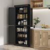 6-Tier Pantry Haven: Modern Freestanding Storage Cabinet with Adjustable Shelves, Sleek Black