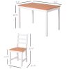 5 Piece Dining Set Solid Pine Wood High Back Chairs White Natural Wood for Small Spaces