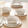 12-Piece Bamboo Melamine Dinnerware Set, Beige