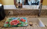 Oklahoma Roses in Watercolor Dish Drying Mat Absorbent Dish Drying Mat Pad for Kitchen Counter Dish Drainer Mat for Countertop, 14 x 21", Multicolor