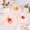 EI 180pcs Pink Plastic Plates with Gold Plastic Silverware,Party Plates Disposable,Pink Dinnerware Set for Afternoon Tea,Wedding,Birthday,Easter