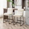 Milos Upholstered 26-inch Counter Height Stools, Set of 2,Vanilla White
