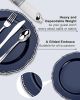 350pcs Blue Silver Plastic Plates - Silver Plastic Dinnerware Set Includes 50 Dinner Plates, 50 Dessert Dinnerware, 50 Cups