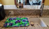 Wisconsin Wood Violets in Watercolor Dish Drying Mat Absorbent Dish Drying Mat Pad for Kitchen Counter Dish Drainer Mat for Countertop, 14 x 21"