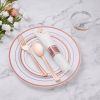 350 Piece Rose Gold Plastic Dinnerware Set for 50 Guests, Fancy Disposable Plates for Party, Include: 50 Dinner Plates, 50 Dessert Plates