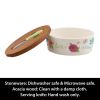 Painted Meadow Butter Dish with Acacia Wood Lid and Serving Knife