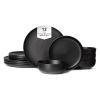 12-Piece Stoneware Dinner Plates Bowls Sets | Microwave & Dishwasher Safe | Non-Toxic Dinner Plates Bowls Set | Stackable Matte Glaze Kitchenware for